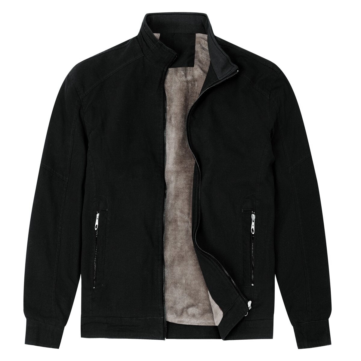 Youthup Mens Thickened Interior Plush Casual Zip Jacket