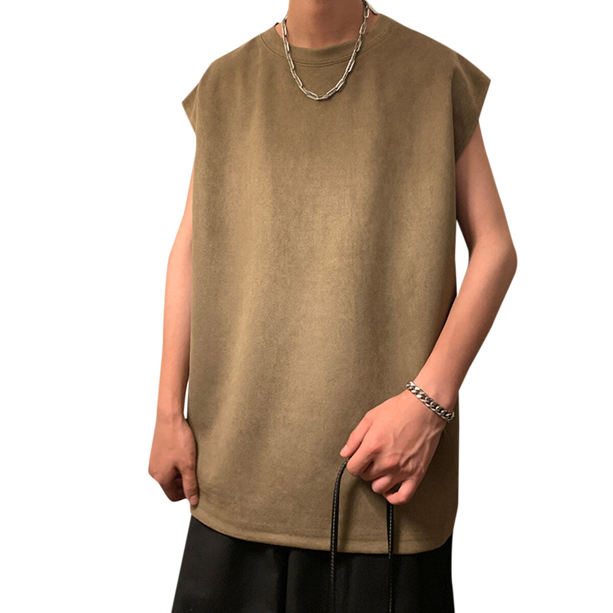 Youthup Mens Lightweight Suede Vest Sleeveless Shirt