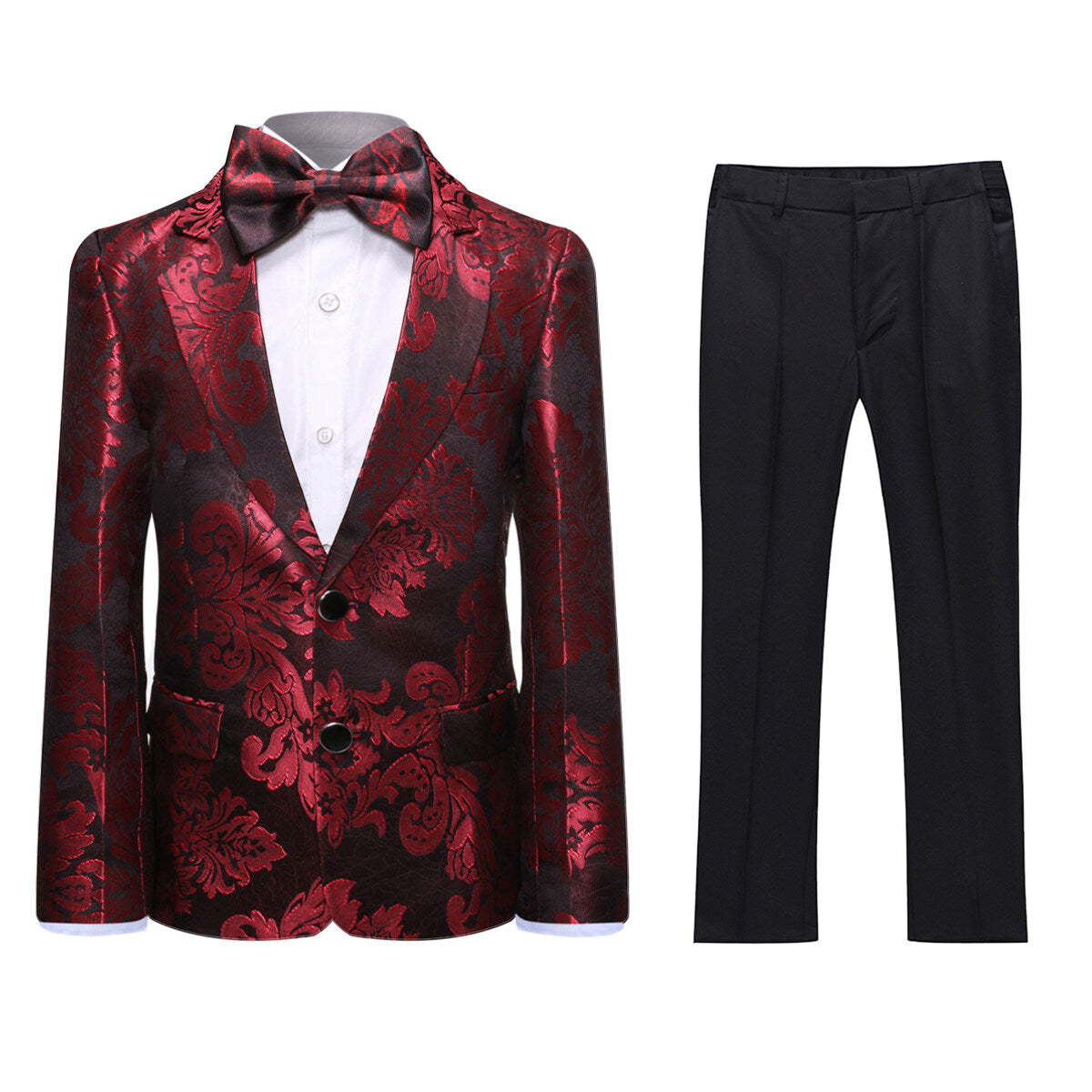 Youthup Boys Suit 2Pcs Shiny Print Blazer Wedding Party Dress