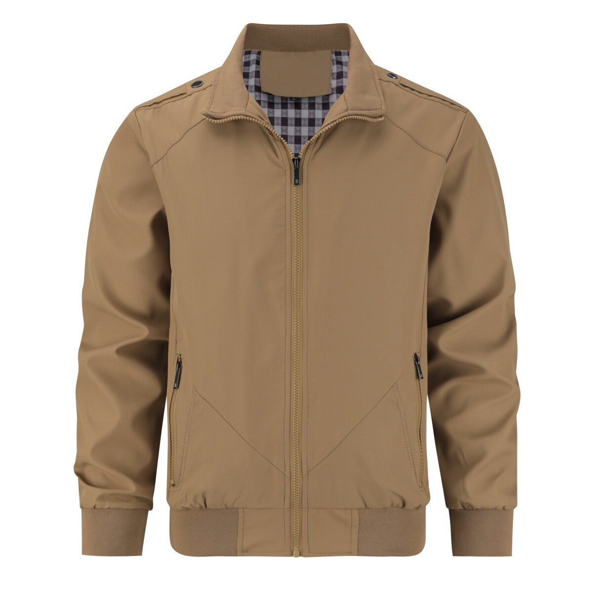 YOUTHUP Mens Classic Simple Solid Color Stand Collar Sports Bomber Jacket