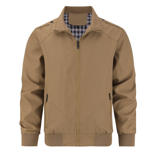YOUTHUP Mens Classic Simple Solid Color Stand Collar Sports Bomber Jacket
