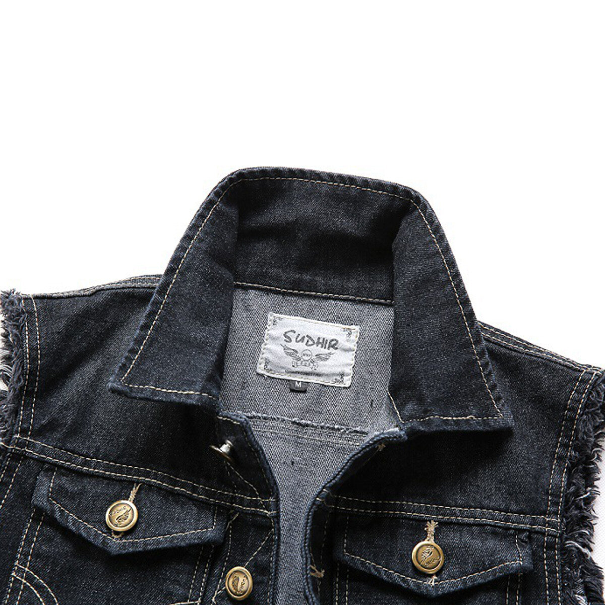 YOUTHUP Mens Ripped Denim Casual Vintage Biker Cowboy Vest