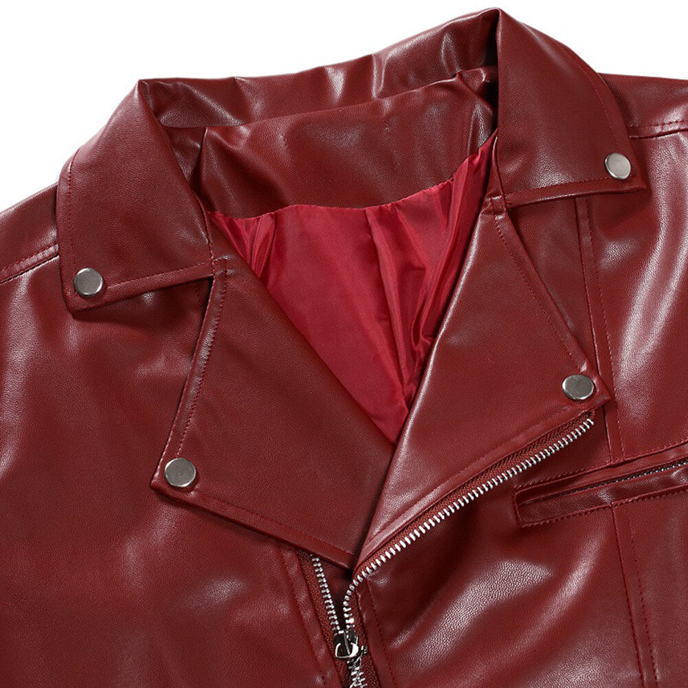 Youthup Mens Glossy Leather Jacket