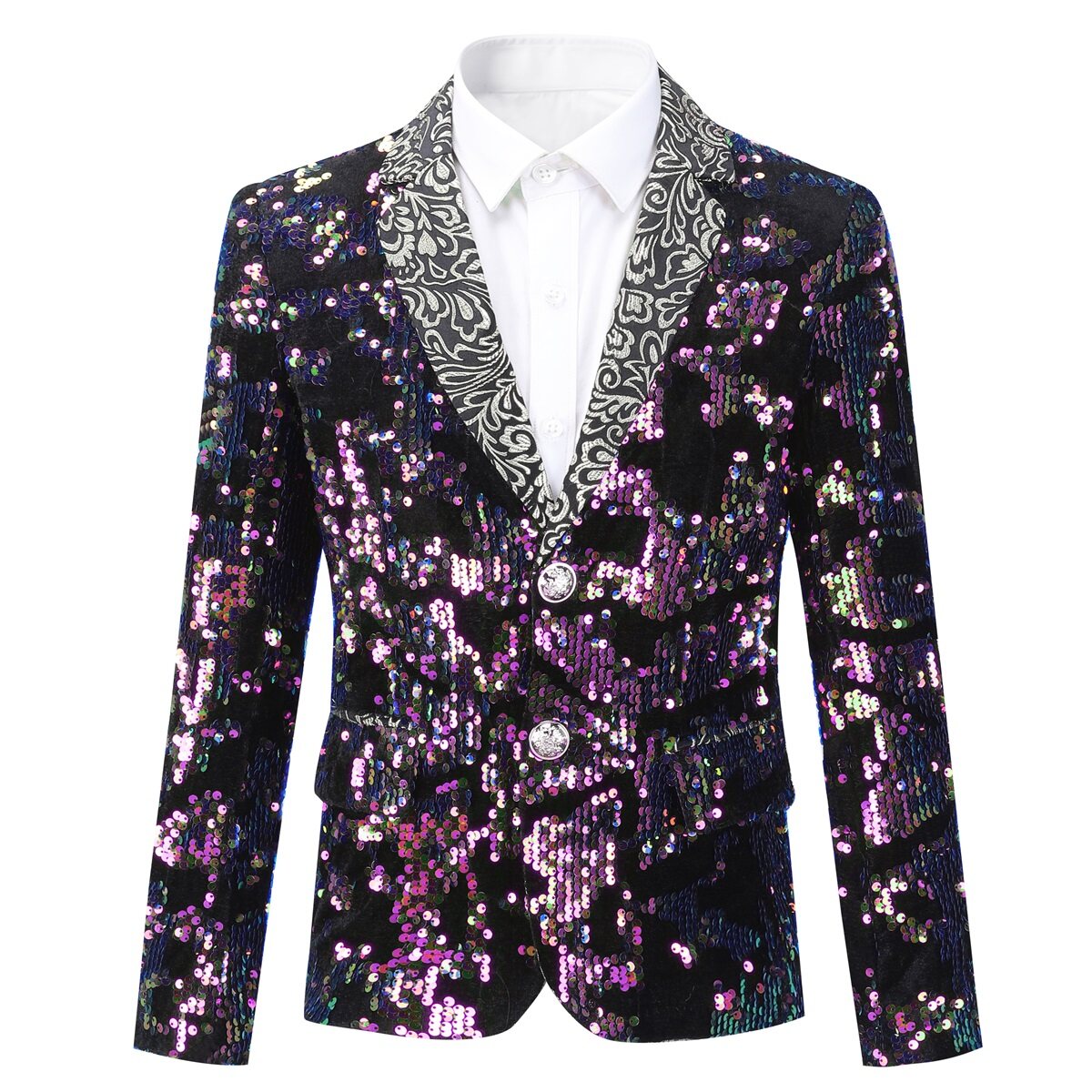 Youthup Boys Sequin Suit Embroidered Notch Collar Blazer and Pants