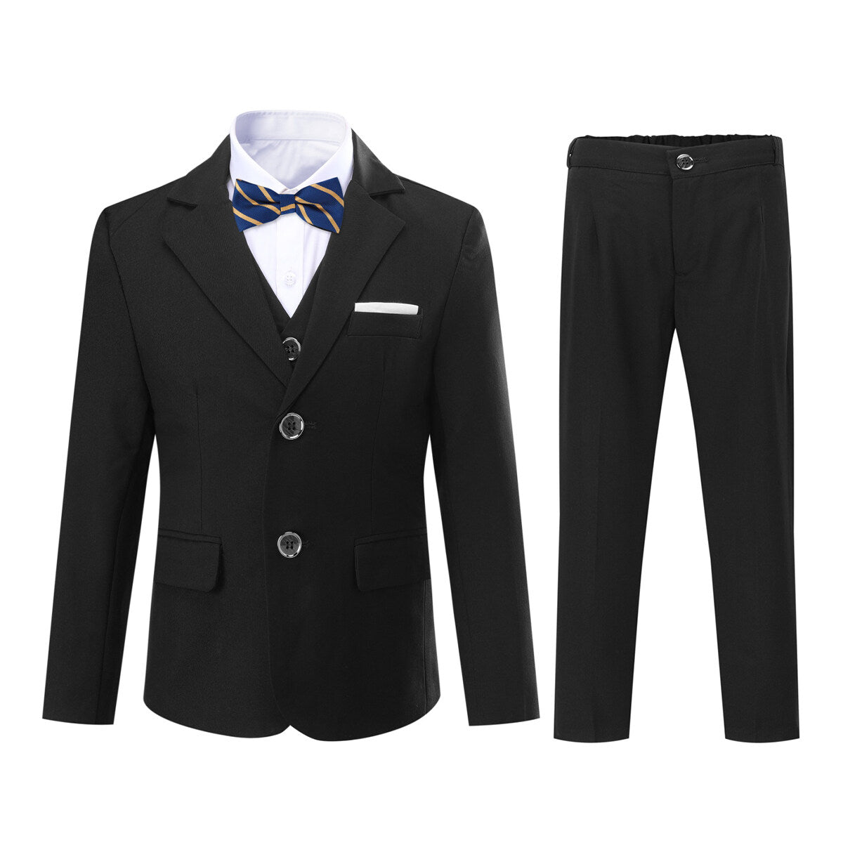 YOUTHUP Boys Suit 4Pcs Dress Formal Wedding Blazer Pants Vest Bow Tie