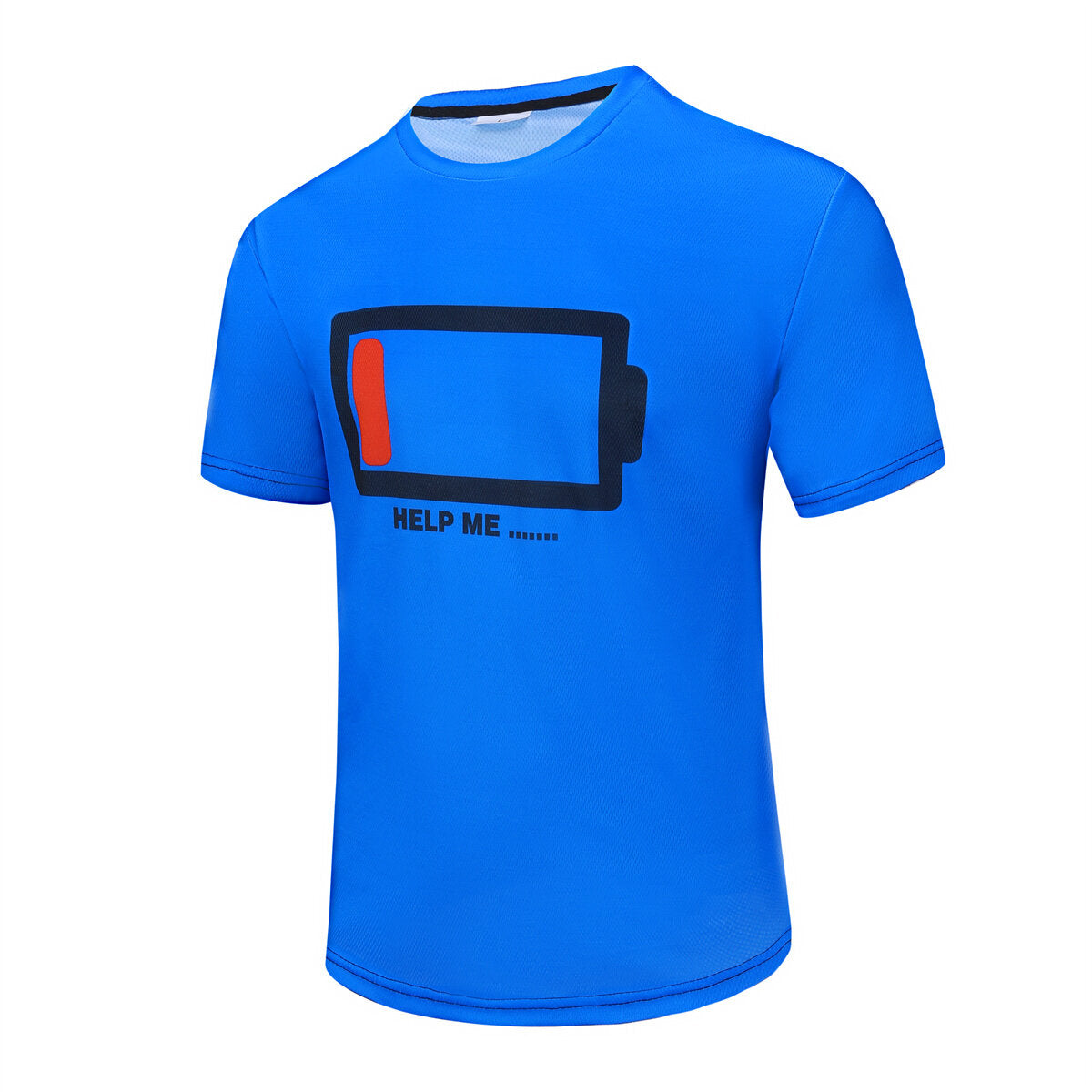 Youthup Mens T-Shirts HELP ME Funny Low Battery Humor Tee