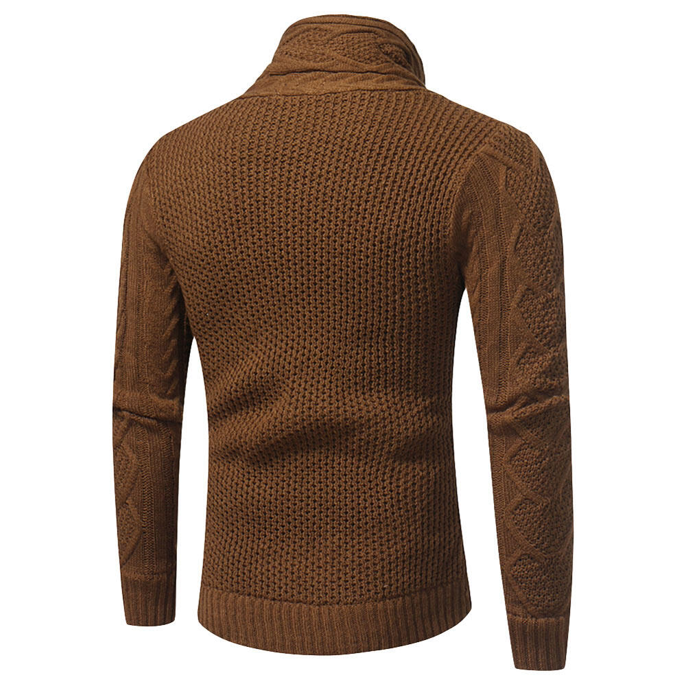 Youthup Mens Knitted Jacket Turtleneck Cardigan Sweaters