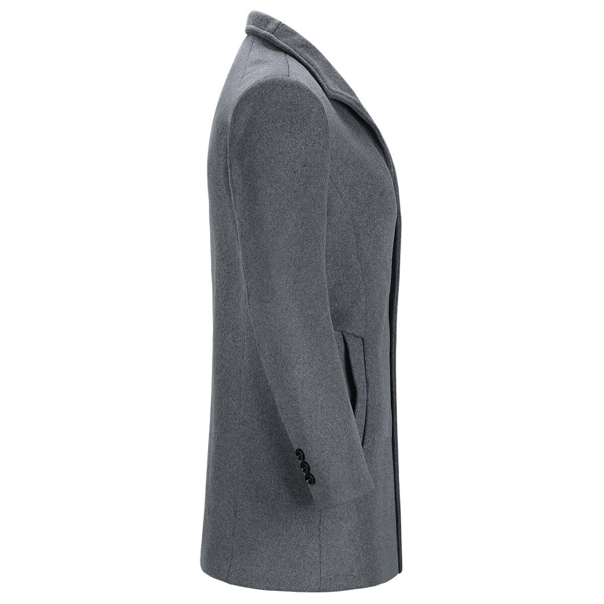 Youthup Mens Wool Blend Casual Overcoat Single Breasted Coat