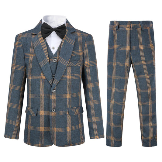 Youthup Boys 3Pce Plaid Tuxedo Suit Blazer and Waistcoat and Pants