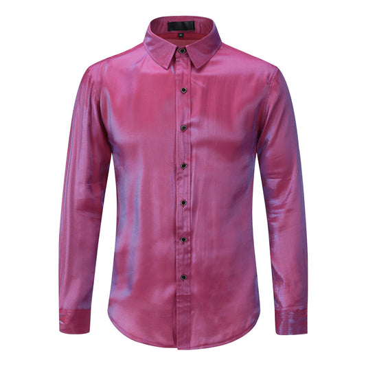 Youthup Mens Satin Shiny Lightweight Shirt