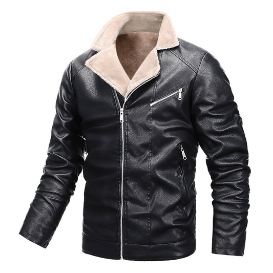 Youthup Mens Leather Coat Cashmere Fleece Lined Jacket