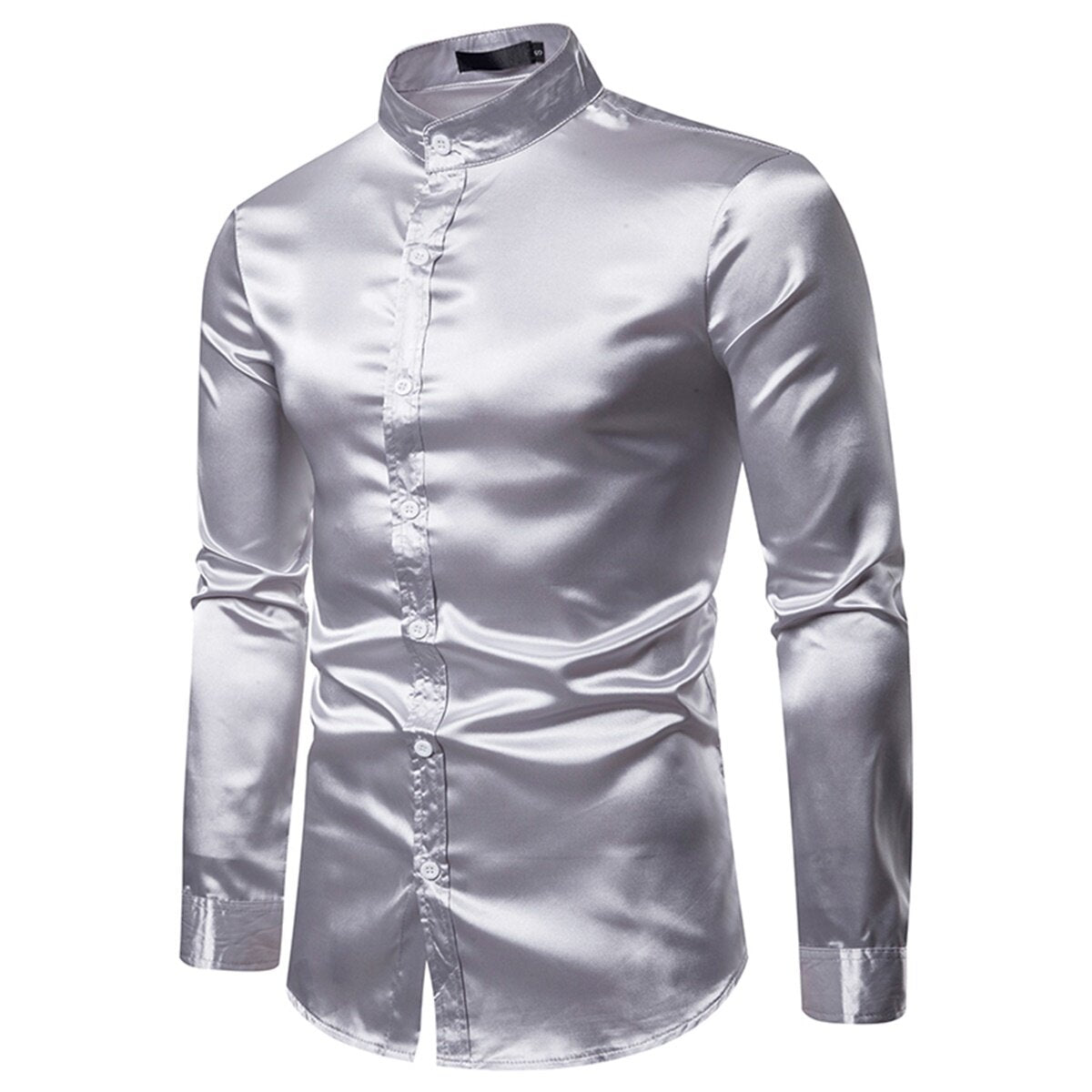 Youthup Mens Shiny LongSleeved Slim Fit Formal Shirt