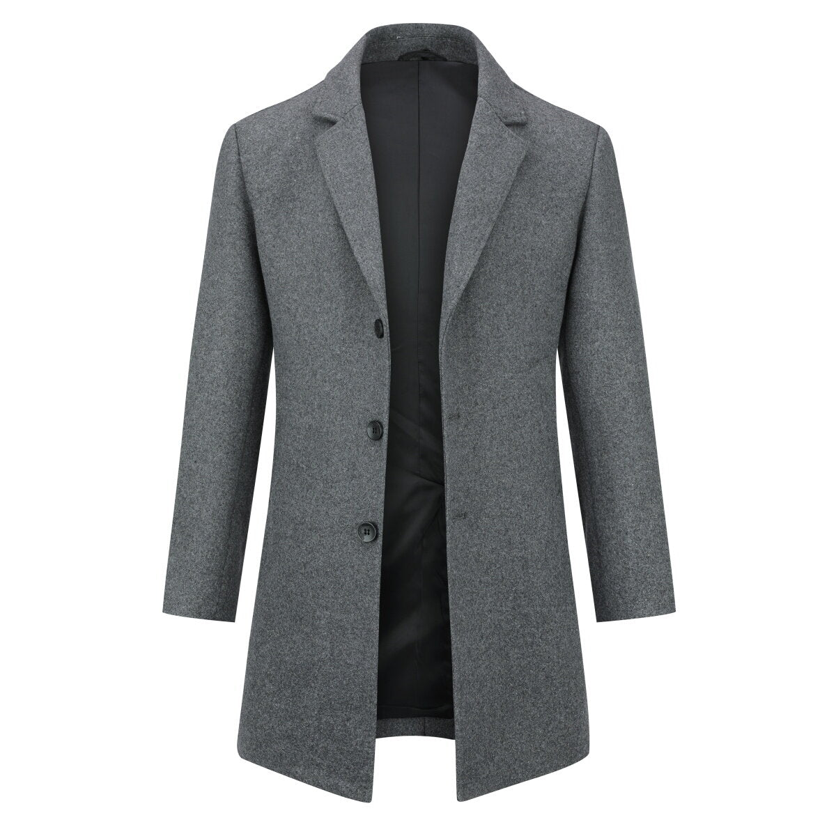 Youthup Mens Slim Fit Wool Coat Elegant Removable Hood Trench Overcoat