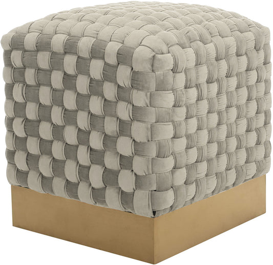 Pouf ottoman bout de canapé repose pieds tabouret avec base en métal doré, processus de tissage à la main