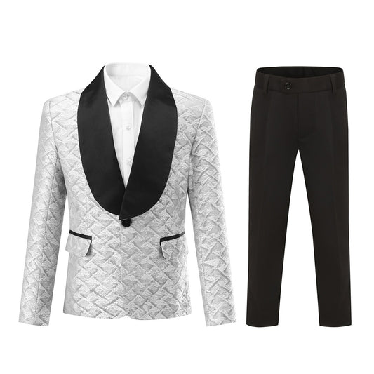 YOUTHUP Boys Evening Gown Diamond Pattern Suit Blazer and Pants