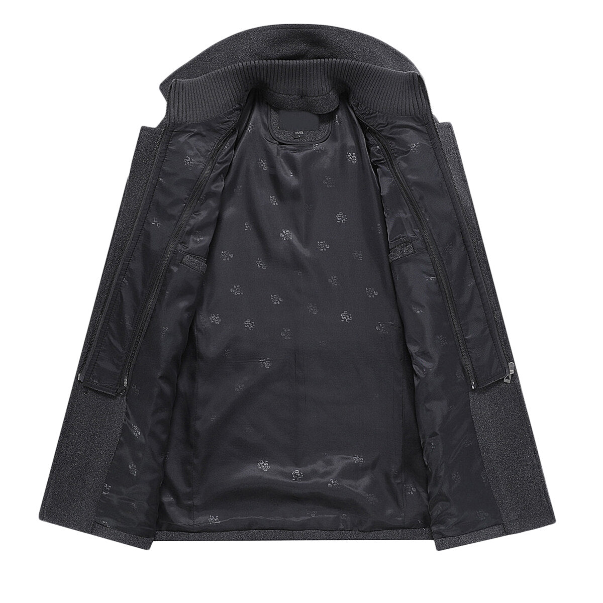 Youthup Mens Fake Two-Piece Neck Slim Fit Wool Pea Coat