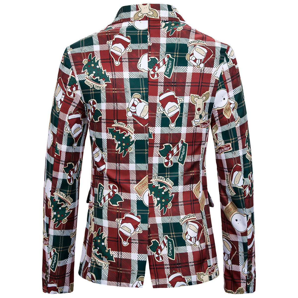 Youthup Mens Christmas Blazer Cartoon Print Suit Jacket