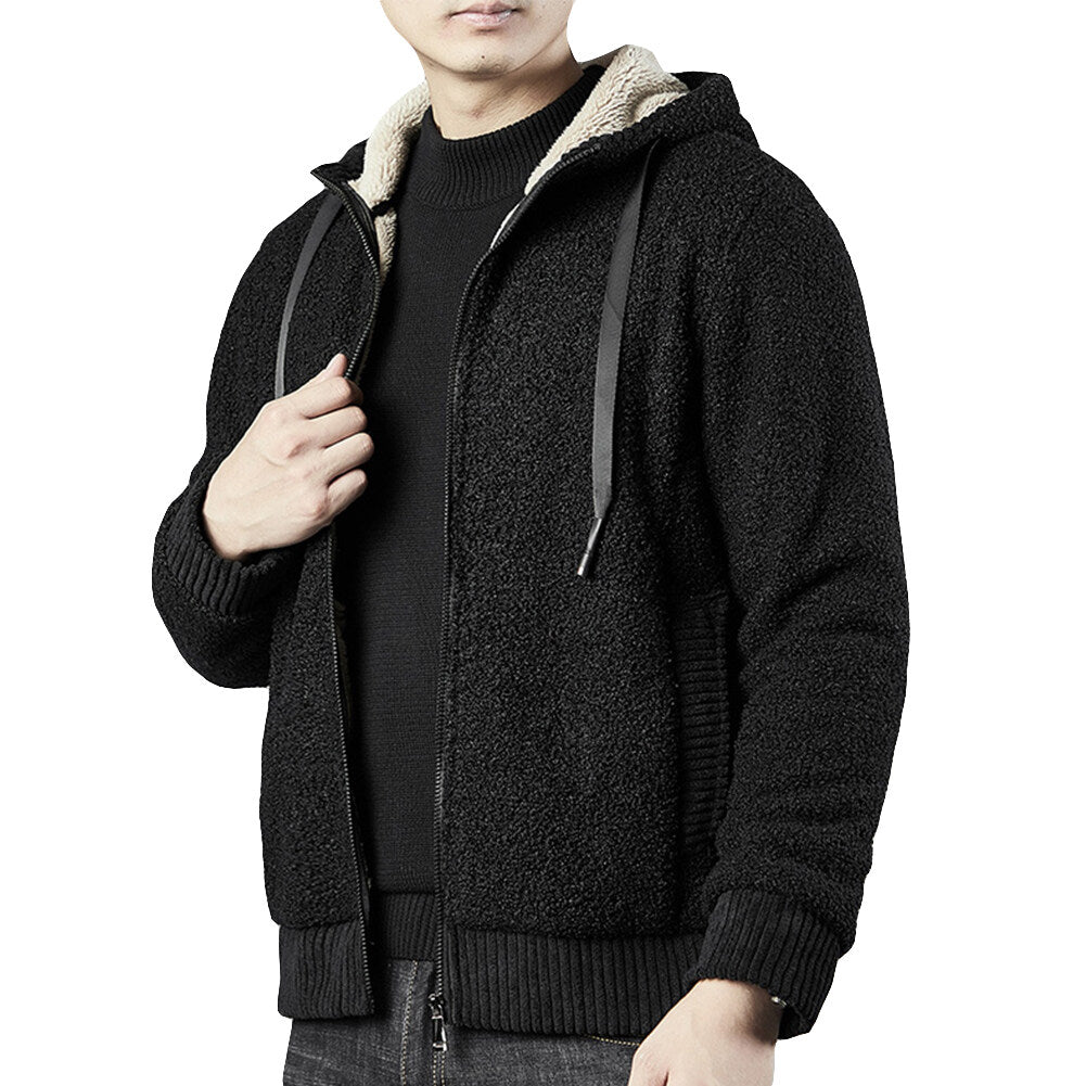 Youthup Mens Loose Fit Hooded Fleece Lined Thicken Cotton Padded Jacket