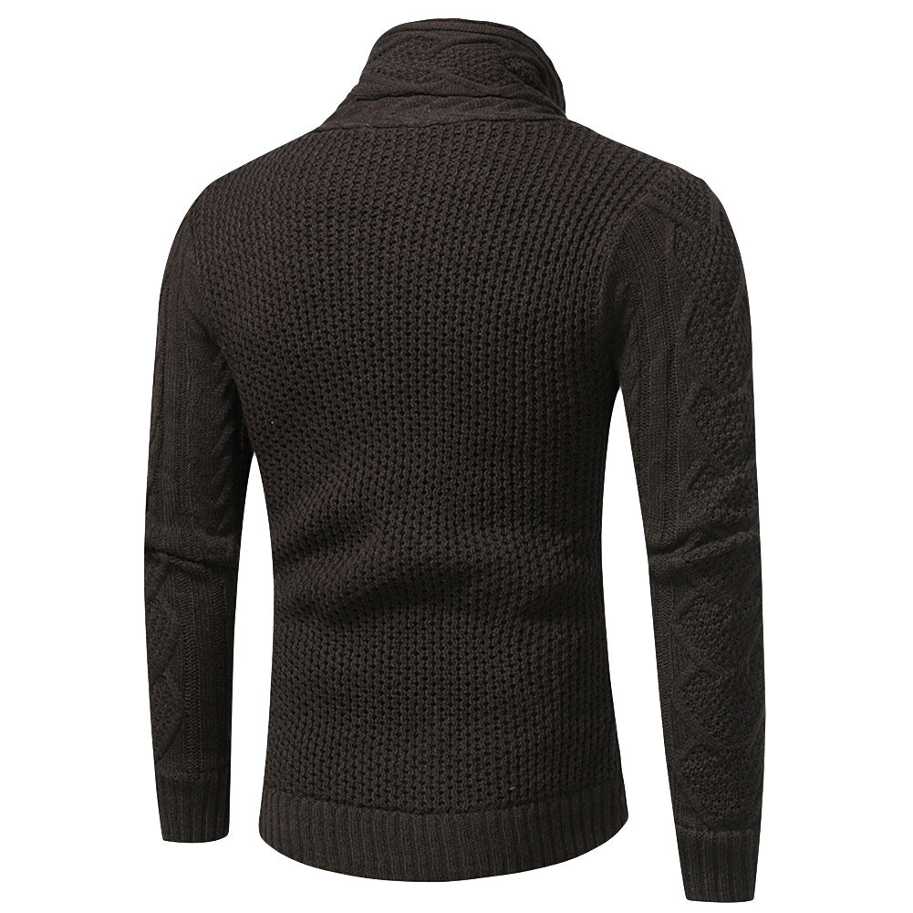 Youthup Mens Knitted Jacket Turtleneck Cardigan Sweaters