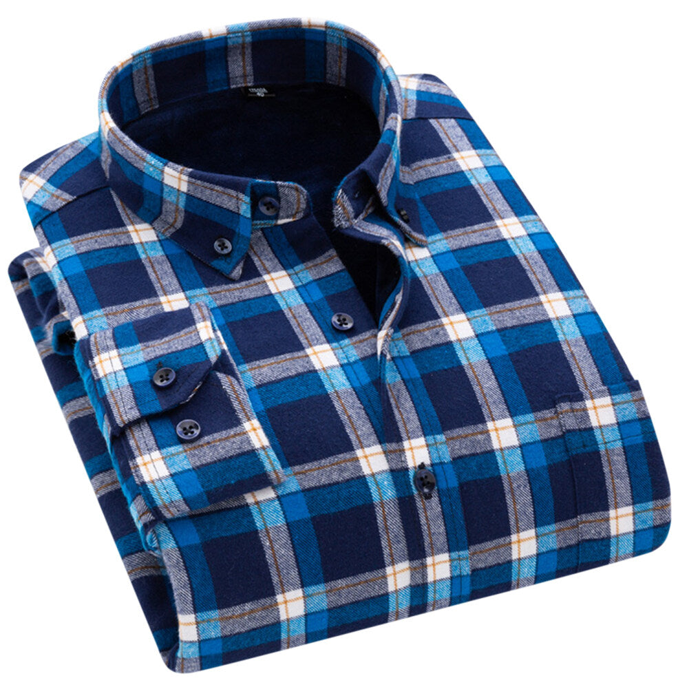 Youthup Mens Casual Striped Plush Colorblock Shirts