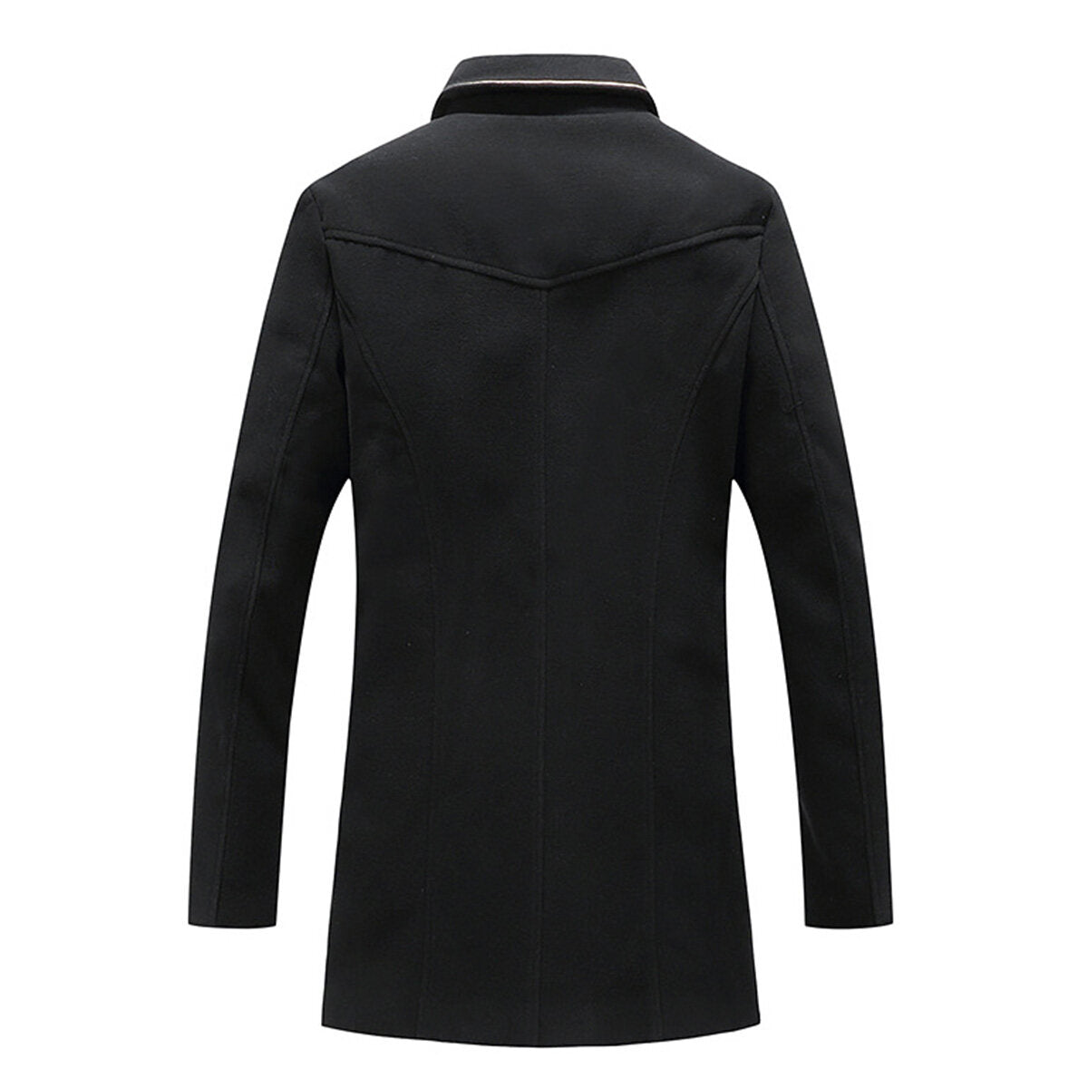 Youthup Mens Foil Stamping Print Lapel Wool Pea Coat