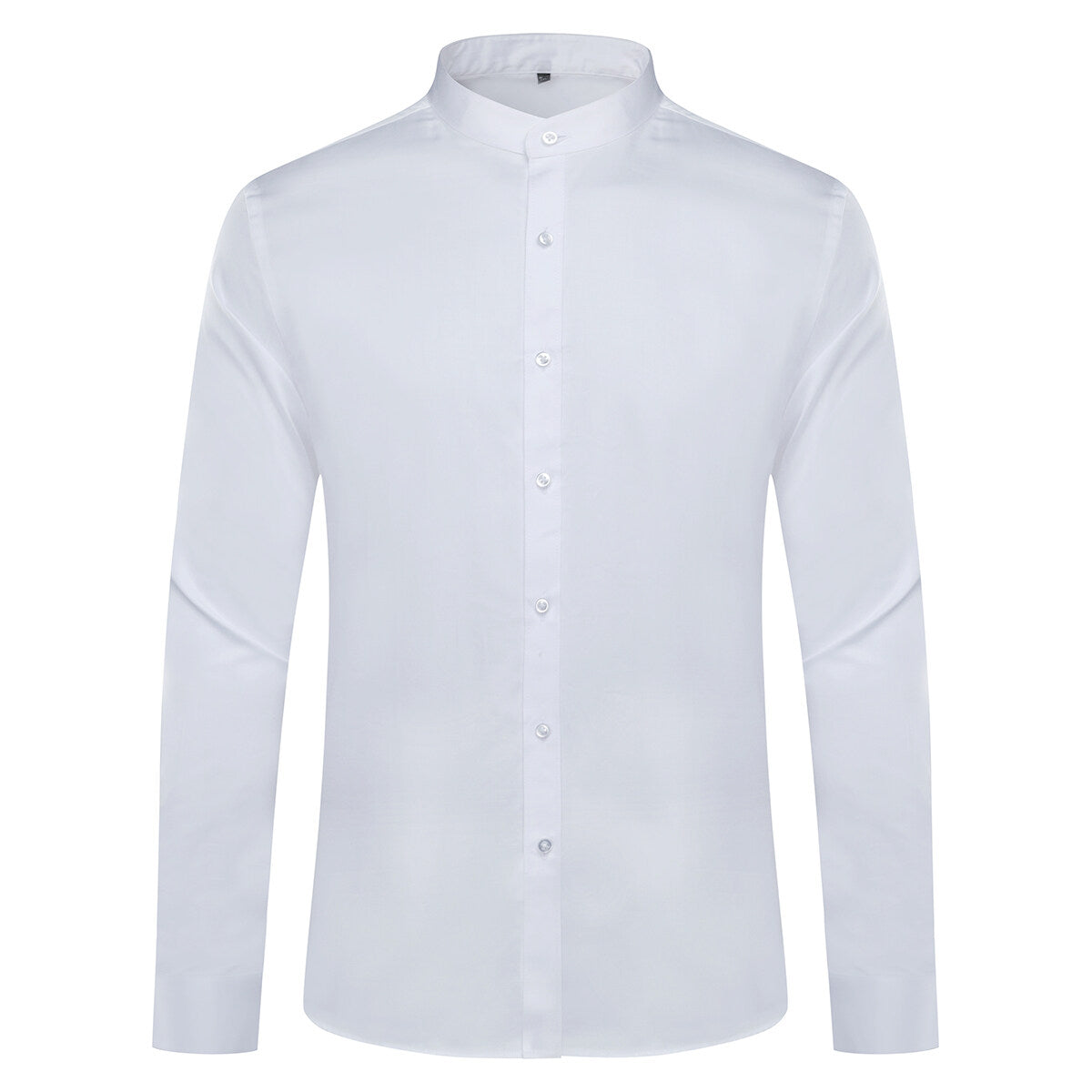 Youthup Mens Business Work Cotton Stand Collar Slim Long Sleeve Button Down Shirt