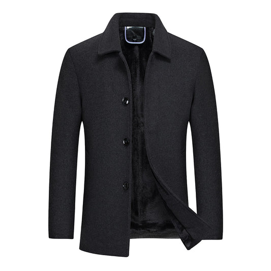 YOUTHUP Mens Wool Coat Winter Casual Short Trench Coats Regular Fit Windbreaker Peacoat