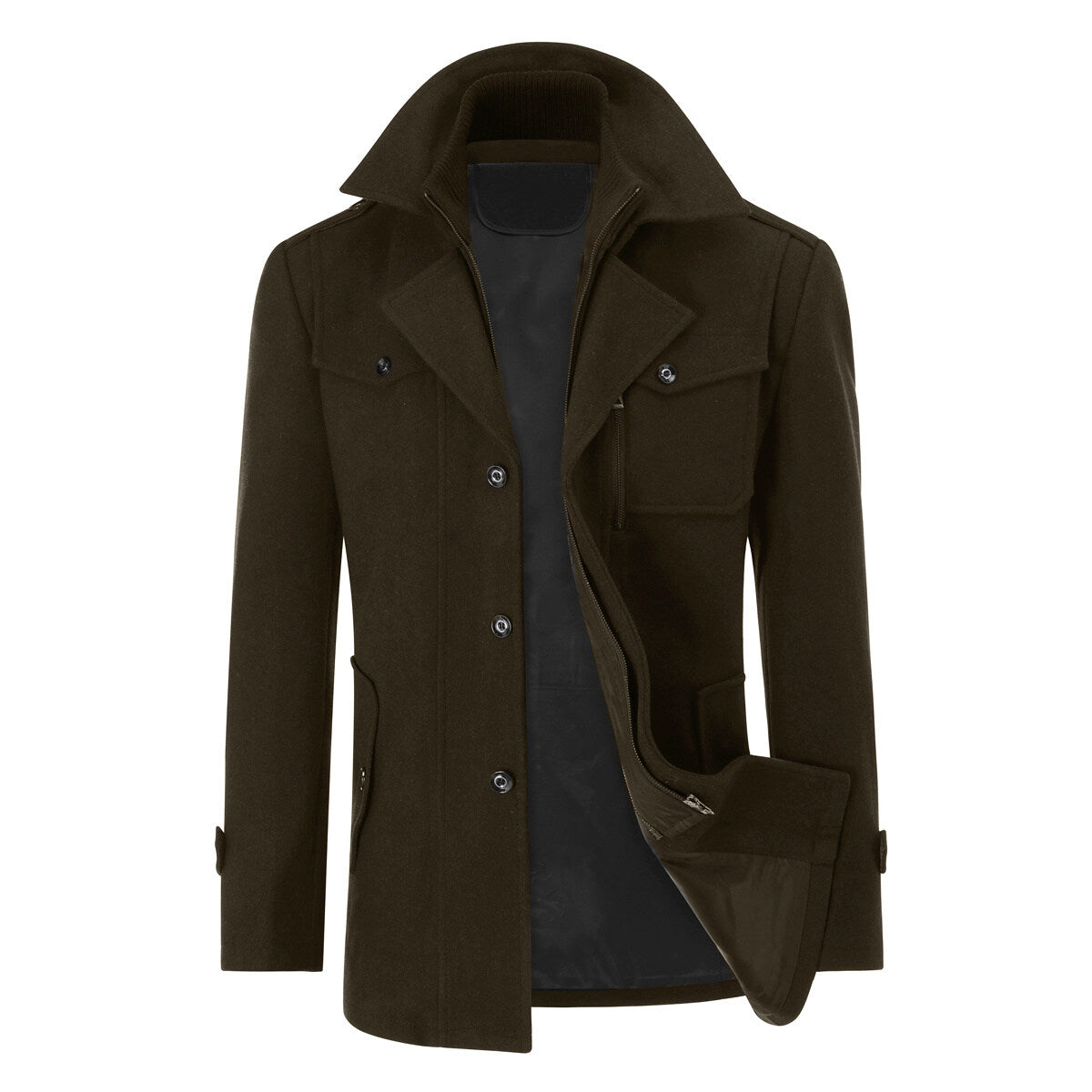 Youthup Mens Military Wool Coats Thin Fit Winter Trench Peacoat