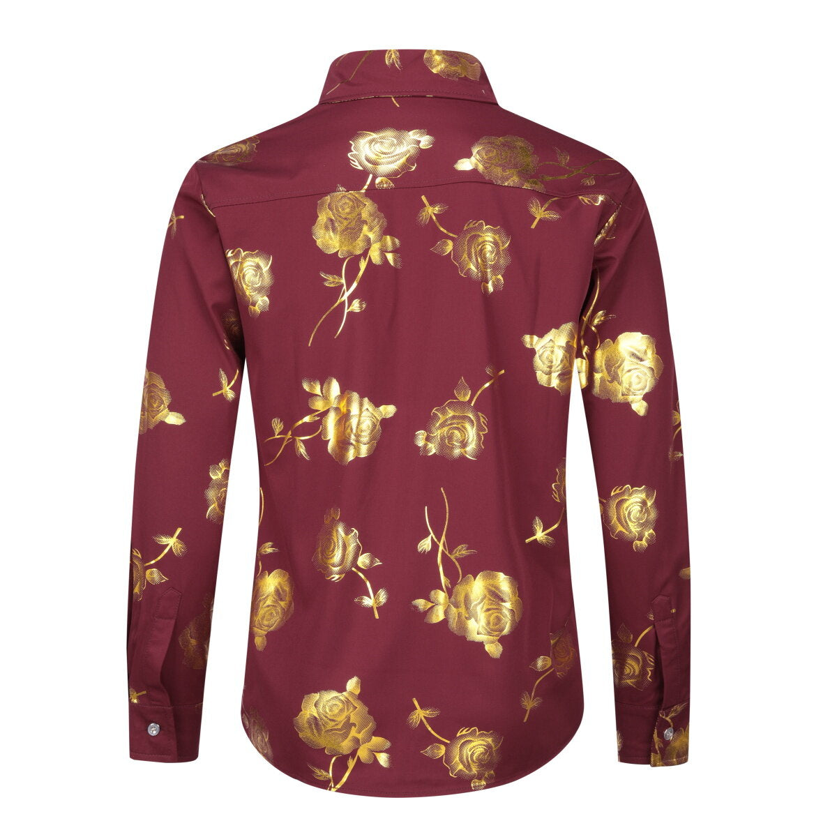 Youthup Mens Rose Foil Stamping Casual Shirt