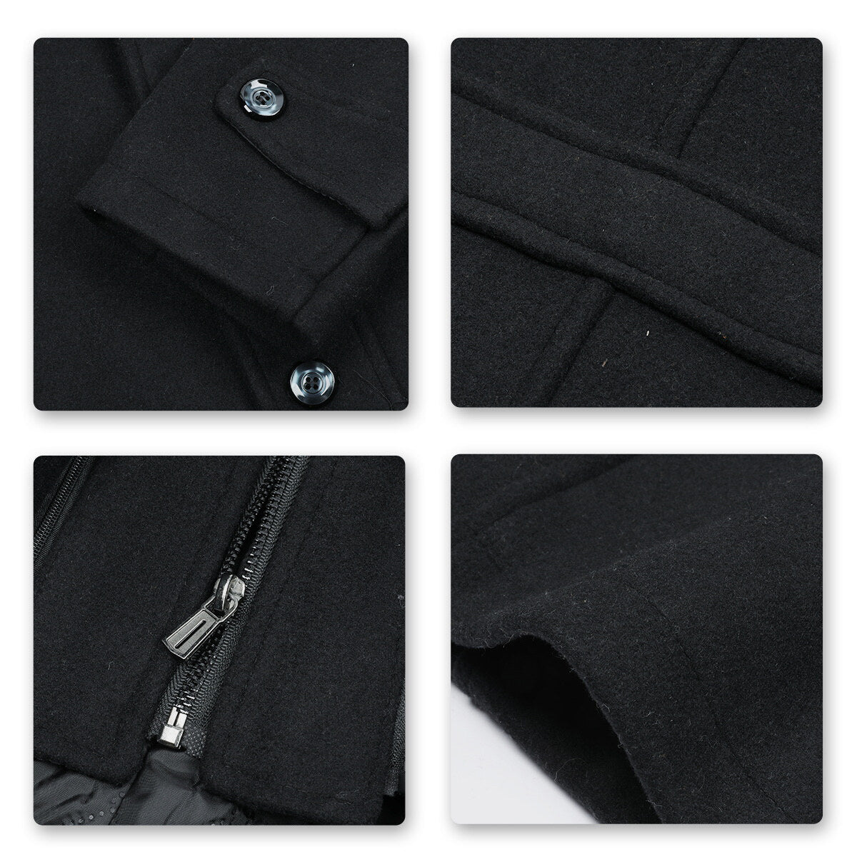 YOUTHUP Mens Thick Wool Coat Casual Double Collar Windbreaker Jacket