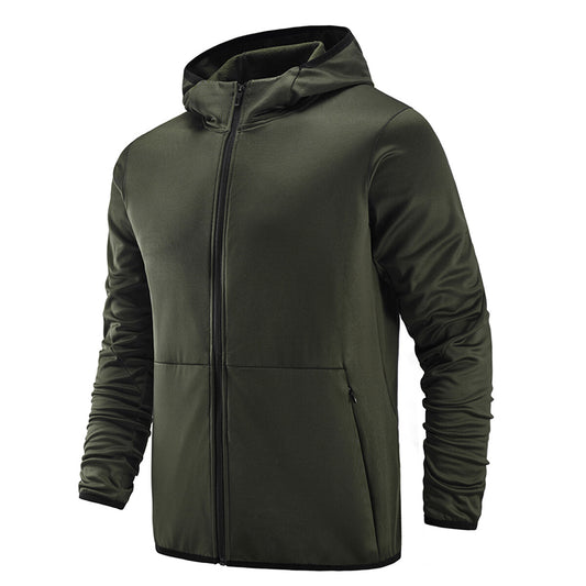 YOUTHUP Mens Outdoor Windproof Jacket Hooded Solid Color Zipper Waterproof Jacket