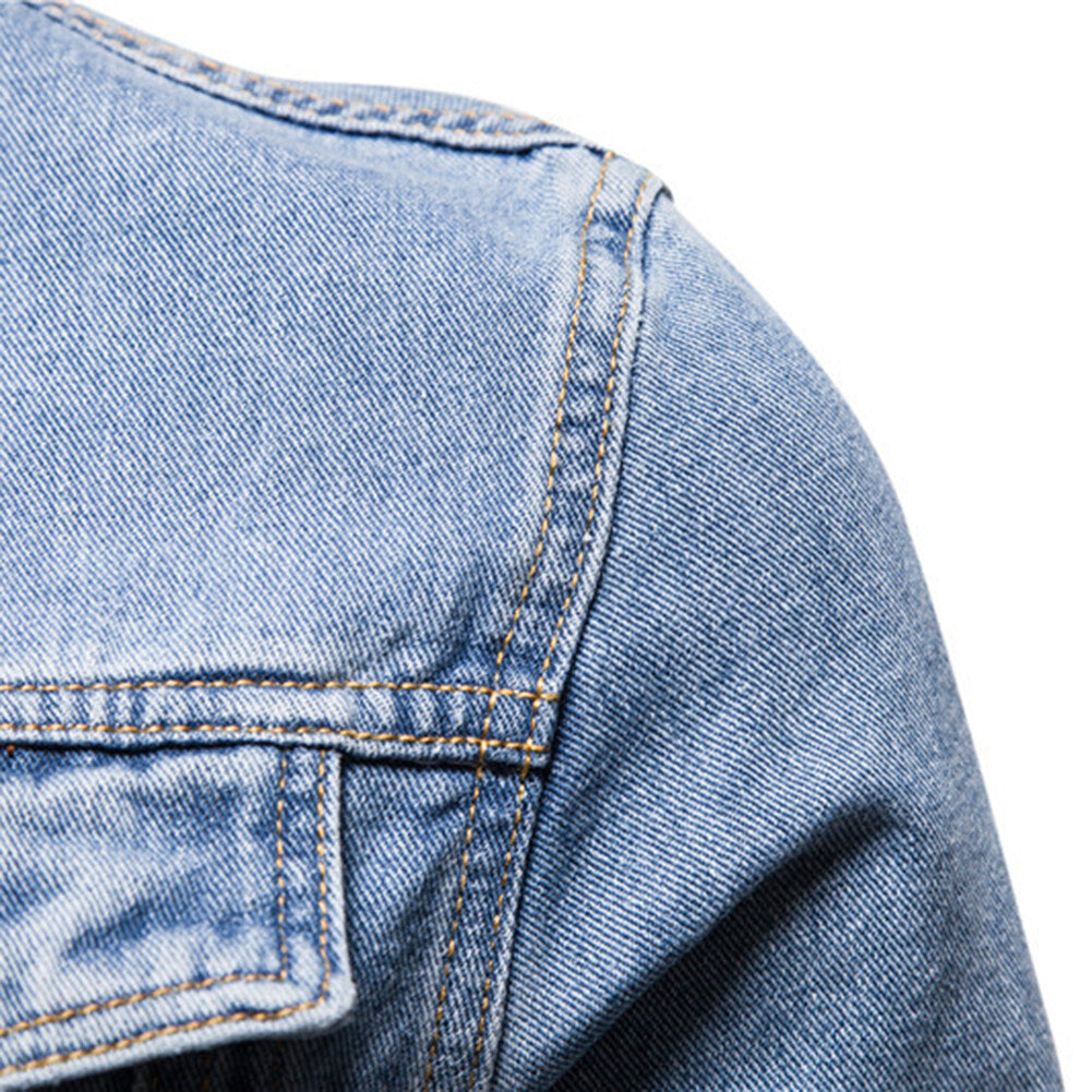 Youthup Mens Classic Lapel Button Denim Jacket