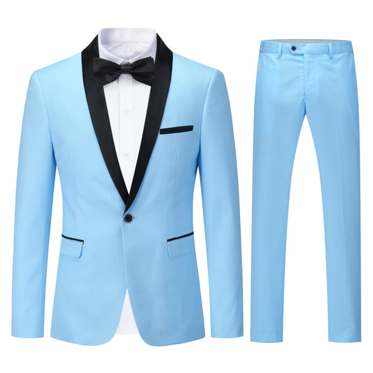 YOUTHUP Mens 2 Pieces Shawl Lapel Modern Wedding 1 Button Tuxedo and Trousers