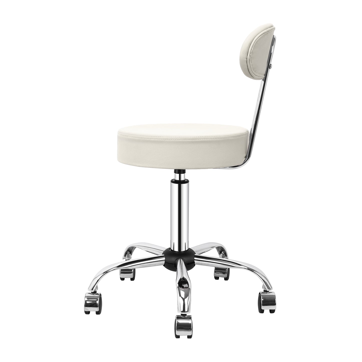 Tabouret de Bar Rond à roulettes Pivotant 360° de Massage  EN HAUTEUR REGLABLE pour SPA ,Salon ,Salle ,Médicale Blanc