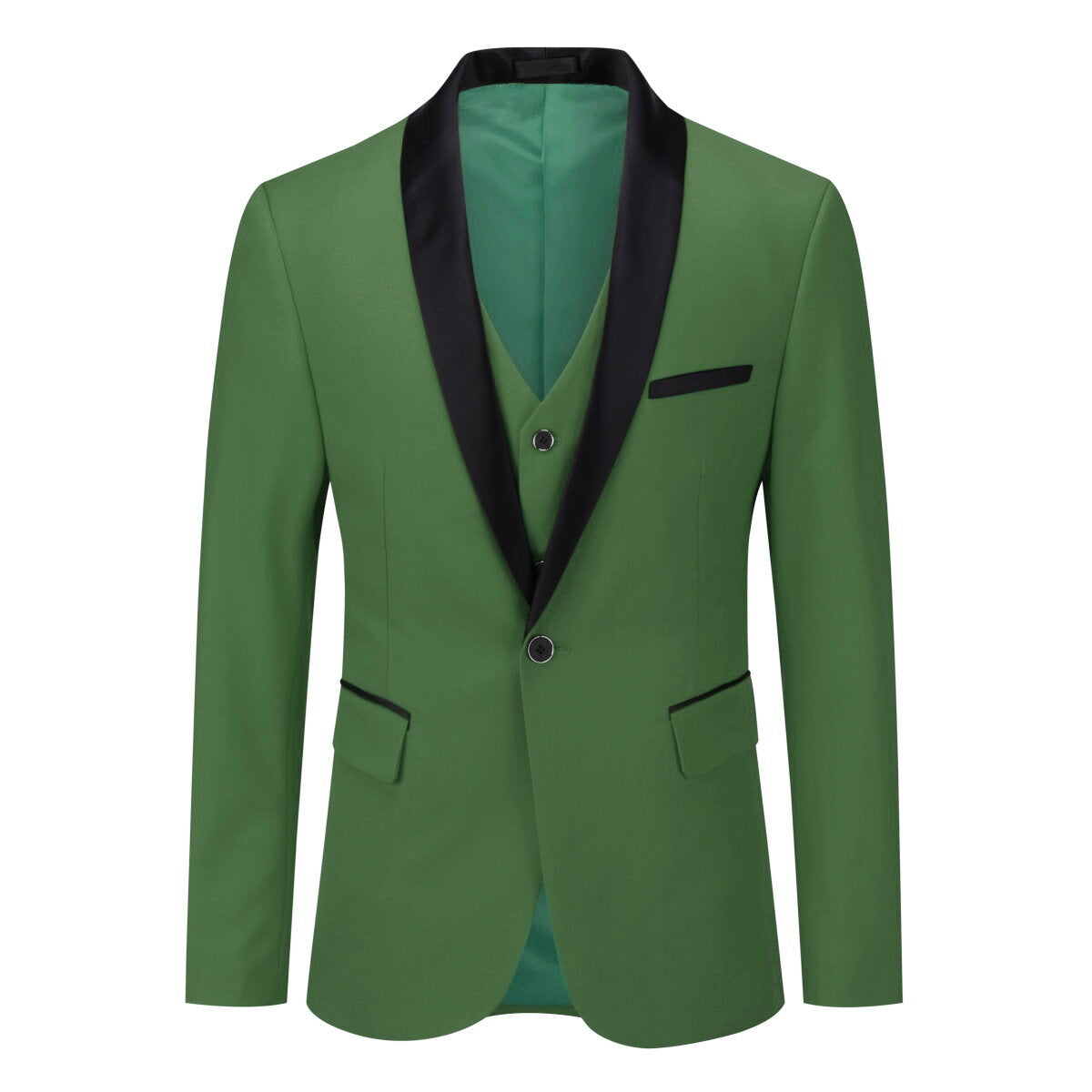 Youthup Mens 3-Pce Business Suit Slim Fit Wedding Party Blazer and Vest and Pants
