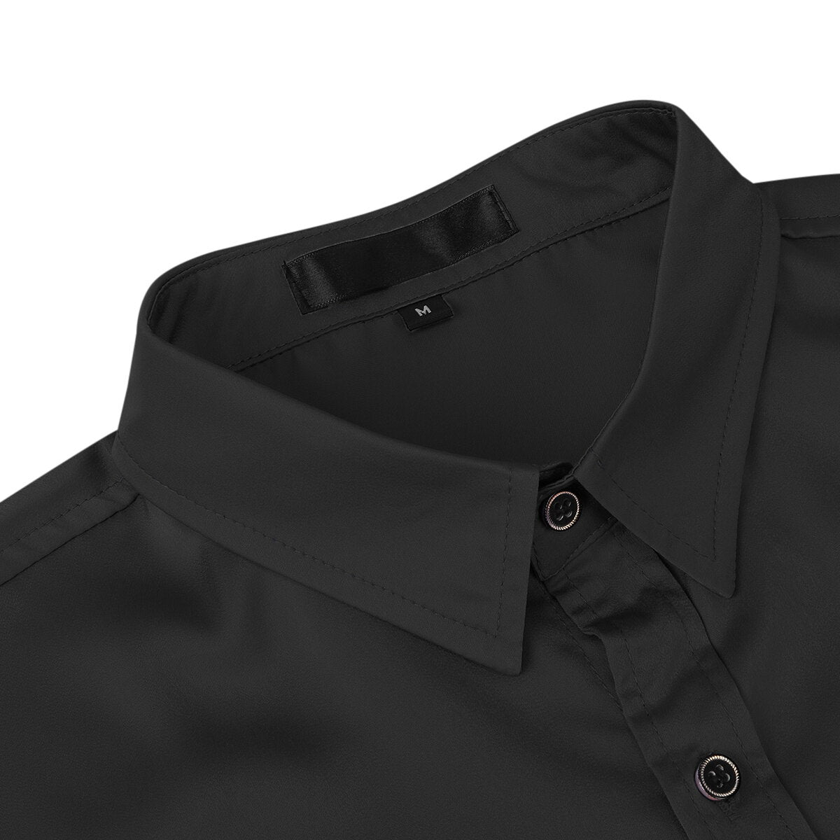 YOUTHUP Mens Silky Shirt Summer Casual Solid Color Long Sleeves