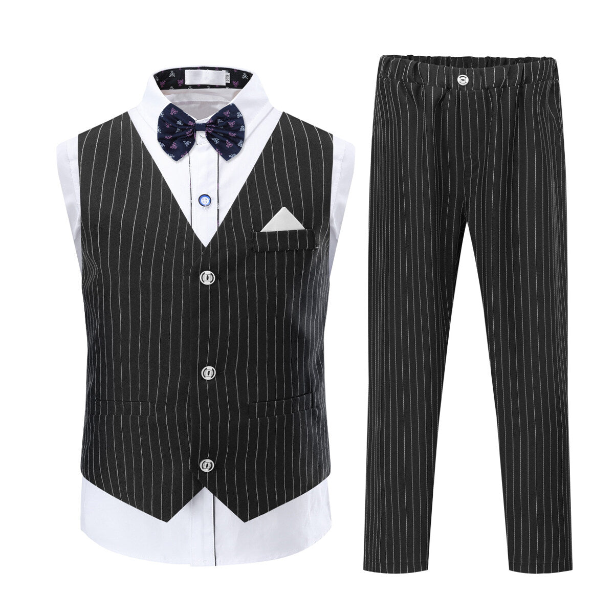 YOUTHUP Boys Stripe 2Pcs Set Formal Dress Suits Wedding Outfit Dresswear