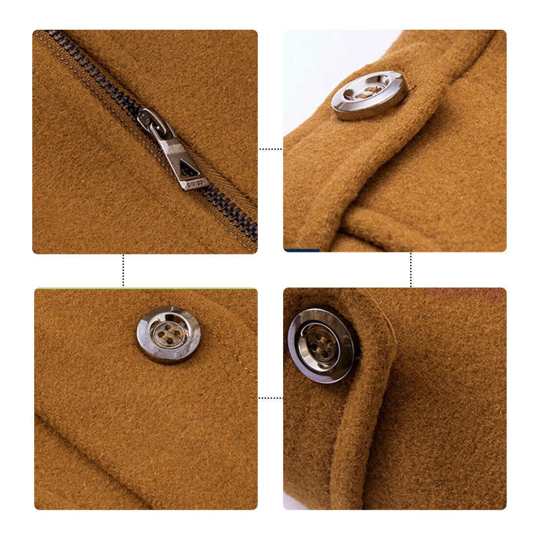 Youthup Mens Double Collar Pocket Pea Coat
