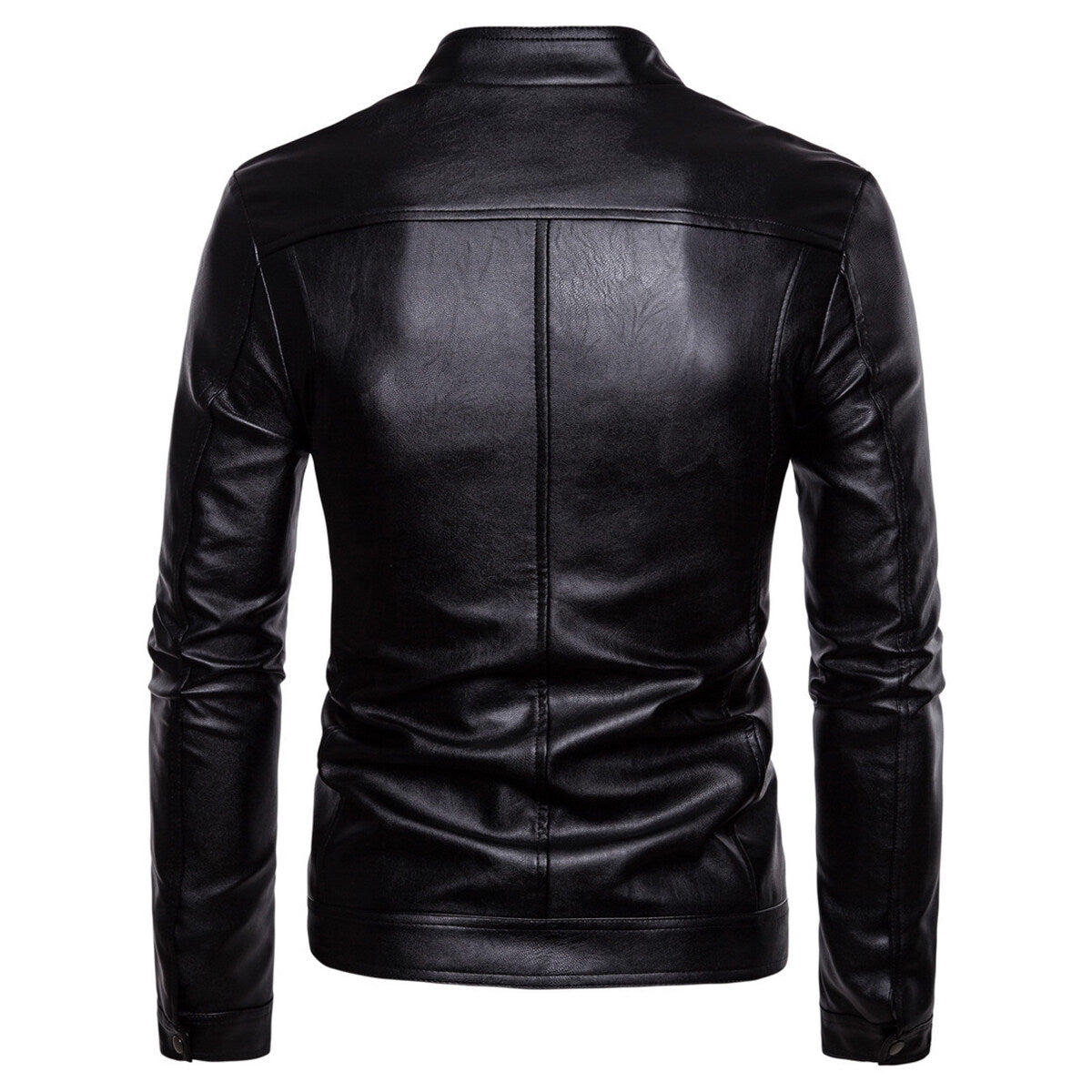 Youthup Mens Zipper Bomber All-Match Leather Motorcycle Jacket