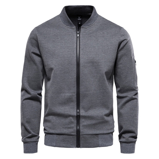 YOUTHUP Mens Casual Jacket Solid Color Slim Stand Collar Zipper Jacket