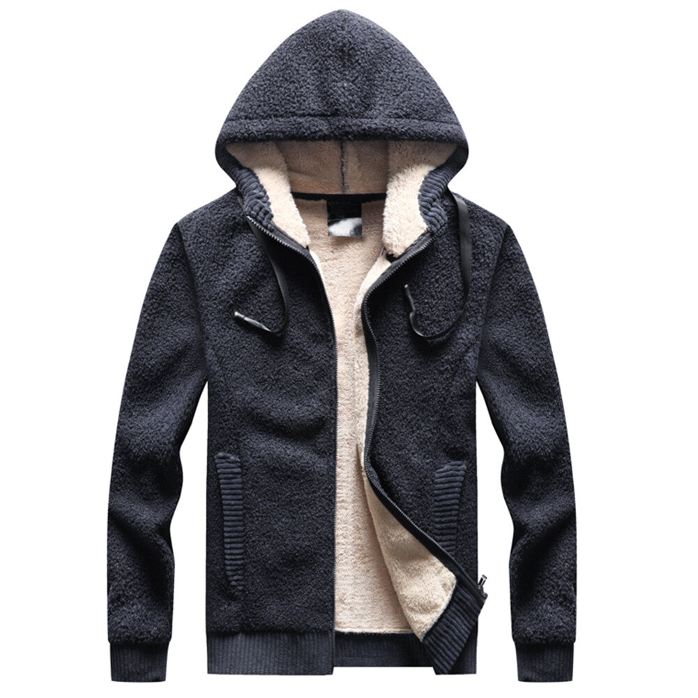 Youthup Mens Loose Fit Hooded Fleece Lined Thicken Cotton Padded Jacket