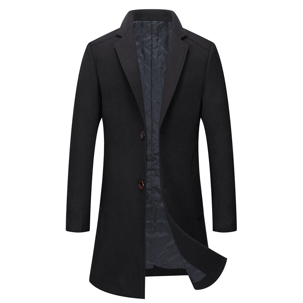 Youthup Mens Winter Single Breasted Wool Blend Mid-length Coat