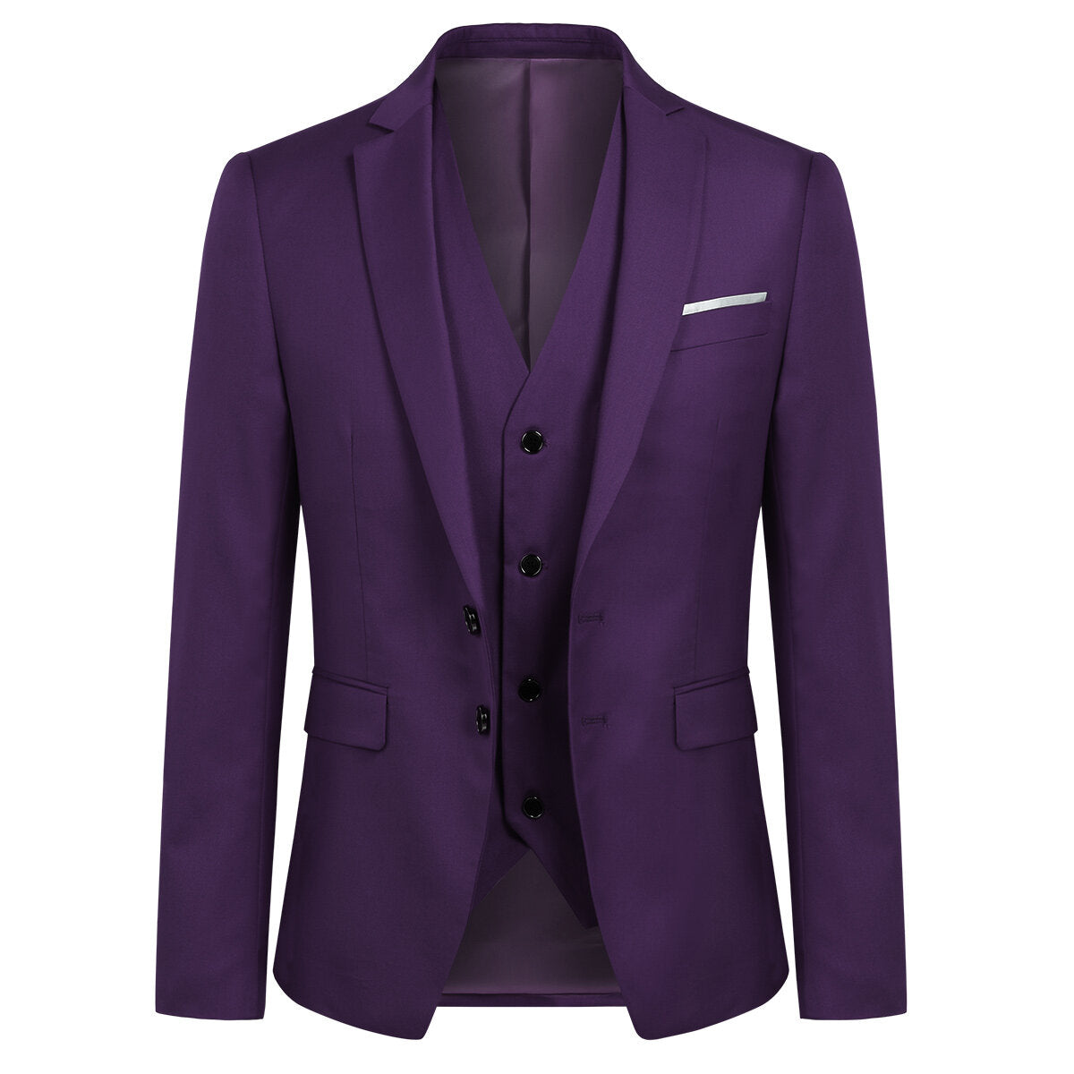 YOUTHUP Mens Slim Fit 3 Piece Suit Classic Business Wedding Suits Tuxedo Blazer Waistcoat Trousers