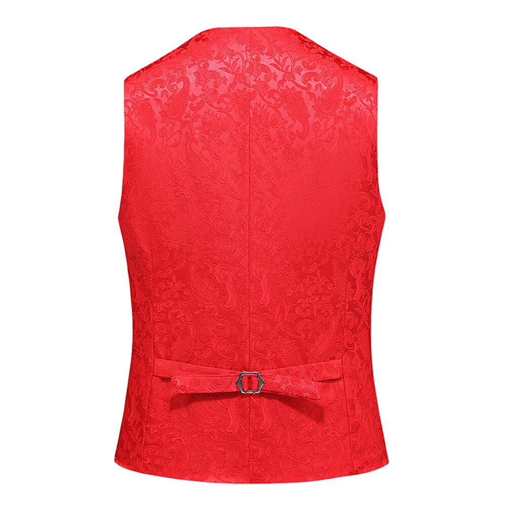 Youthup Mens 3Pce Paisley Dress Vest and Bow Tie Set and Pocket Square