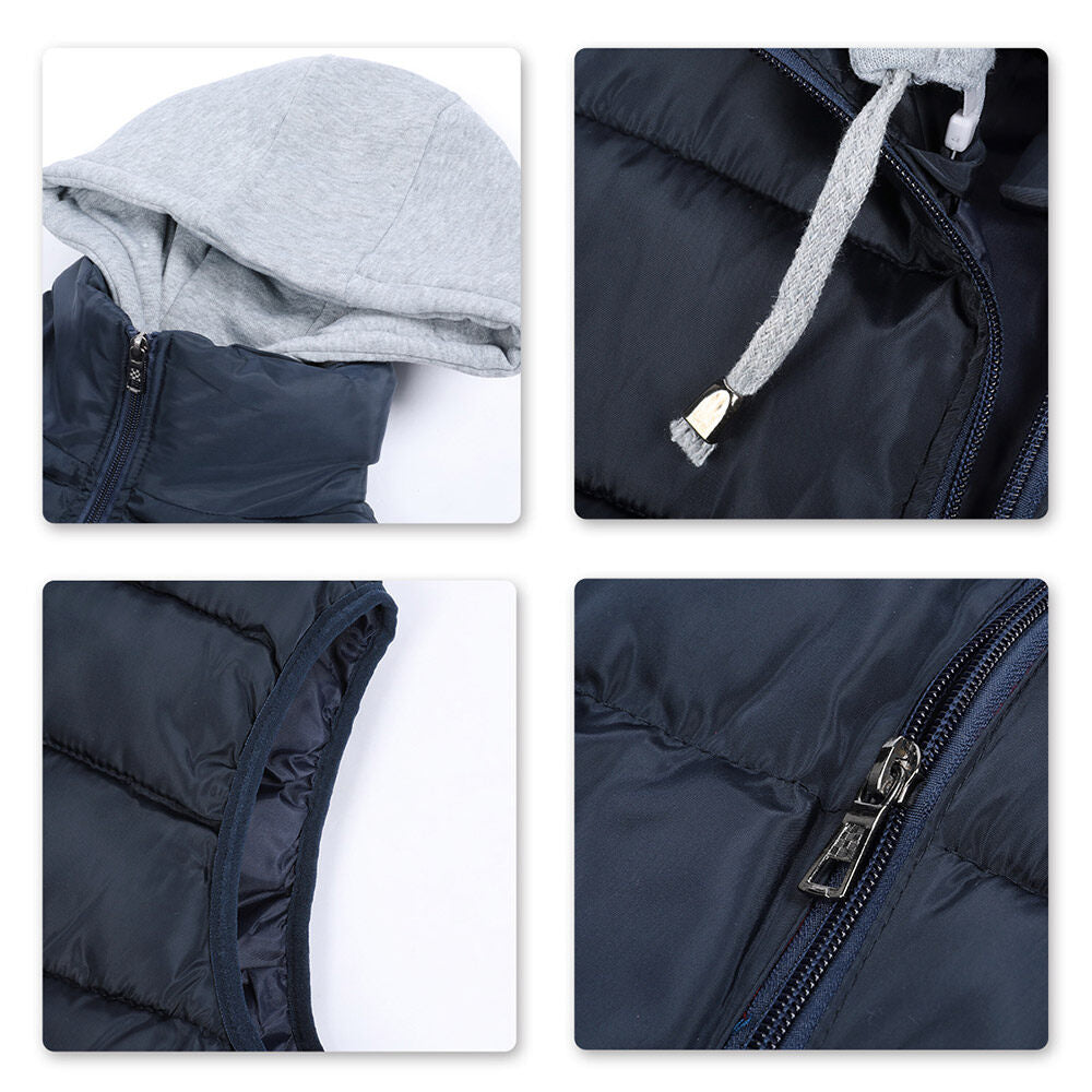 Youthup Mens Hooded Sleeveless Jacket Padded Puffer Vest