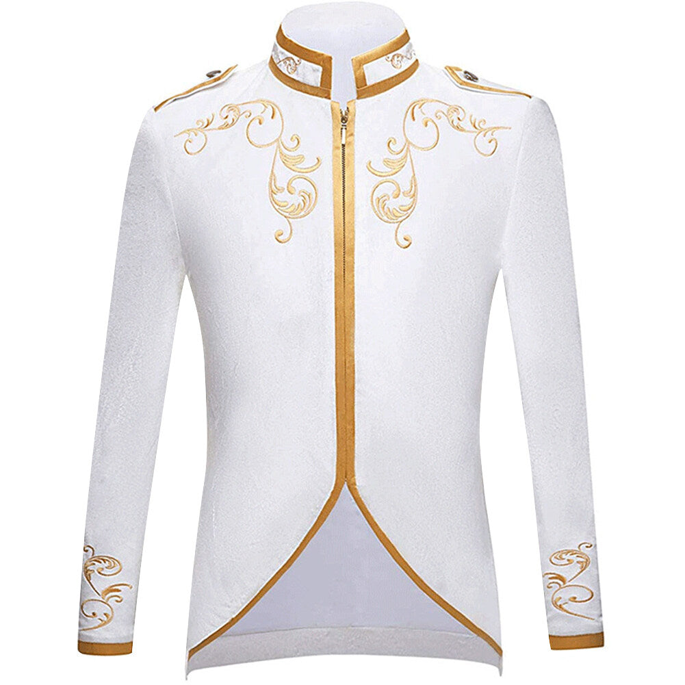 YOUTHUP Mens Costume Dress Jacket Court Prince Embroidered Lightweight