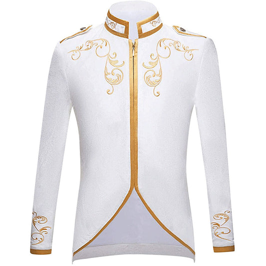 YOUTHUP Mens Costume Dress Jacket Court Prince Embroidered Lightweight