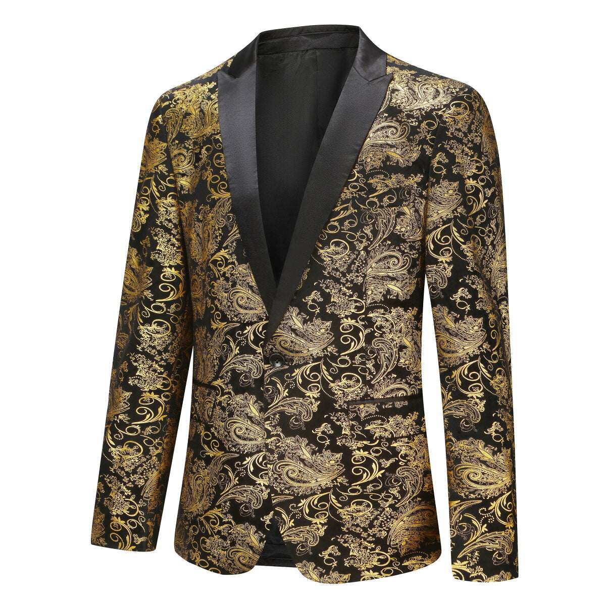 YOUTHUP Mens Party Dress Blazer Slim Fit 1 Button Embroidered Suit