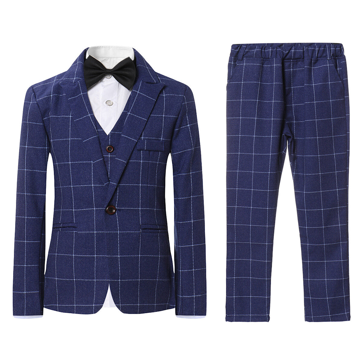 Youthup Boys 3 Piece Plaid Dress Wedding Party Suit Blazer and Vest and Pants
