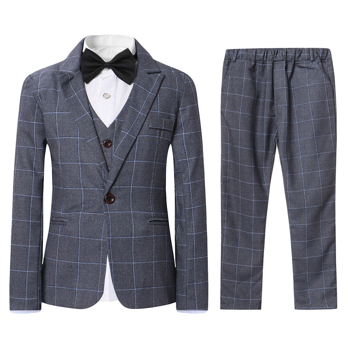 Youthup Boys 3 Piece Plaid Dress Wedding Party Suit Blazer and Vest and Pants